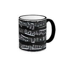 Notes noires et blanches de musique tasse