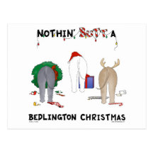 Nothin' Butt A Bedlington Christmas Post Card