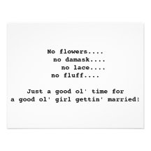 Nothin' Fancy bridal shower invite