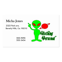 Nothing Personal Space Alien Business Card Templates
