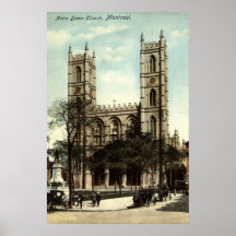 Notre Dame Church Montreal Vintage 1914 Poster