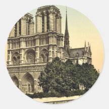 Notre Dame, classique Photochrom de Paris, France Adhésif Rond