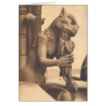 Notre Dame Gargoyle Eating a Snack Greeting Cards