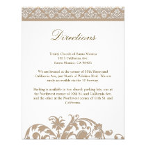 Nougat Damask Wedding Direction Card Invitation invitations
