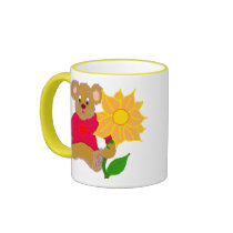 Nounours avec la tasse de fleur tasses