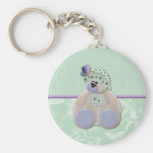 Nounours de papillon sur le vert en pastel porte-clef