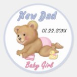 Nounours de rampement - nouveau papa de fille - pe adhésif rond