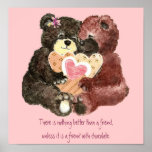 Nounours mignon, amis, citation de chocolat posters