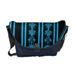 Nouveau d'art de turquoise floral et rayures sacoche
