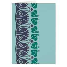 Nouveau Garden in Teal Greeting Cards