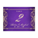 Nouveau Victorian Gold & Aubergine Table Number Postcards
