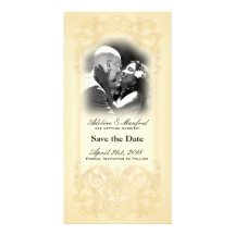 Nouveau Victorian: Pale Gold Fancy Save the Date Photo Card Template