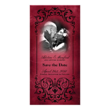 Nouveau Victorian: Red & Black Save the Date Picture Card