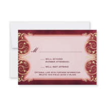 Nouveau Victorian: Red & Gold RSVP Custom Announcement