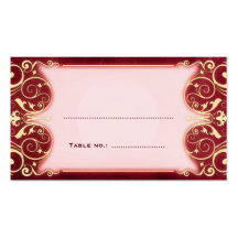 Nouveau Victorian: Red & Gold Table Escort Card Business Card Templates