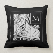 NouveauStyle Bird & Monogram Throw Pillow