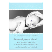 Nouvelles annonces de bébé de Flourish (bleu-clair Invitation