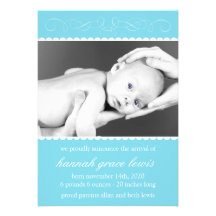 Nouvelles annonces de bébé de Flourish (bleues) Invitation