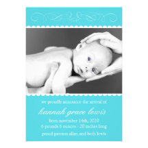 Nouvelles annonces de bébé de Flourish (Teal) Cartons D'invitation