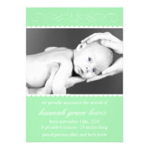 Nouvelles annonces de bébé de Flourish (vert en bo Faire-parts