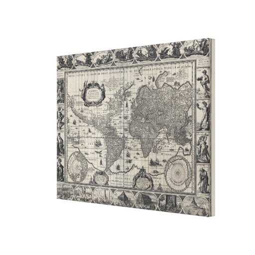 Nova totius terrarum, 1606 Antique World Map Canvas Print