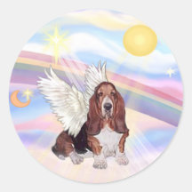 Nuages - ange de Basset Hound Adhésif Rond
