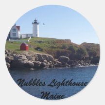 Nubbles Lighthouse-Maine Round Sticker