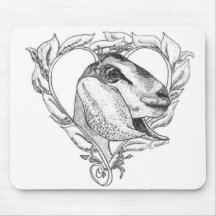 Nubian Head in Heart Mousepad