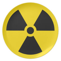 Nuclear radiation symbol black and yellow plate