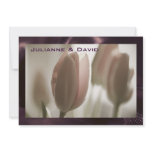 Nude Blush Tulips, Dark Plum Trim, Invitation