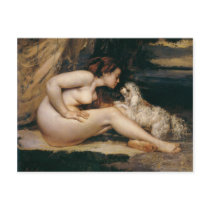 Nude Woman with Dog Post Card