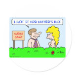 nudist camp necktie father's day sticker