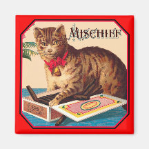 Nuisez au chat - annonce vintage magnets pour réfrigérateur