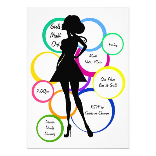 Nuit de filles de diva de disco invitations personnalisées