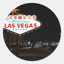 Nuit de signe de Vegas Adhésif Rond