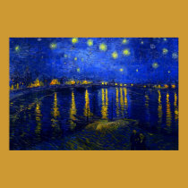Nuit étoilée au-dessus de la copie du Rhône affiches