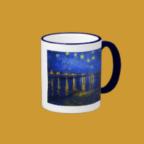 Nuit étoilée au-dessus de la tasse de café du Rhôn tasses
