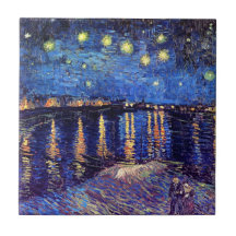 Nuit étoilée au-dessus du Rhône Carreau En Céramique
