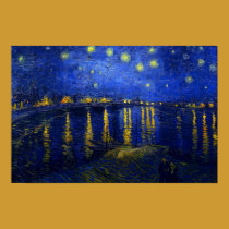 Nuit étoilée au-dessus du Rhône affiches