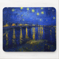 Nuit étoilée au-dessus du Rhône tapis de souris