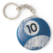 NUMBER 10 BILLIARDS BALL - ERODED STYLE KEYCHAIN