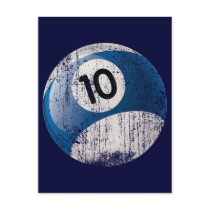 NUMBER 10 BILLIARDS BALL - ERODED STYLE POSTCARDS