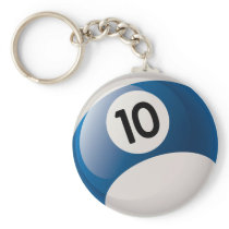 NUMBER 10 BILLIARDS BALL KEYCHAINS