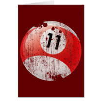 NUMBER 11 BILLIARDS BALL - ERODED STYLE GREETING CARD