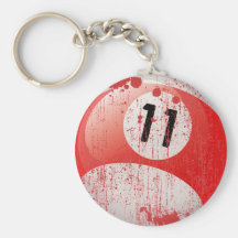 NUMBER 11 BILLIARDS BALL - ERODED STYLE KEY CHAIN
