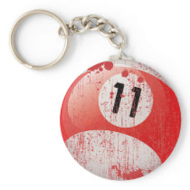 NUMBER 11 BILLIARDS BALL - ERODED STYLE KEY CHAIN