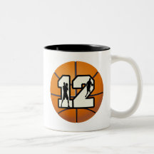 Number 12 Basketball and Players Coffee Mugs