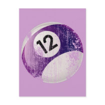 NUMBER 12 BILLIARDS BALL - ERODED STYLE POST CARD
