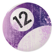 NUMBER 12 BILLIARDS BALL - ERODED STYLE STICKERS