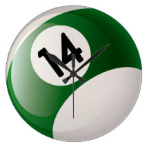 Number 14 Billiards Ball Clock
